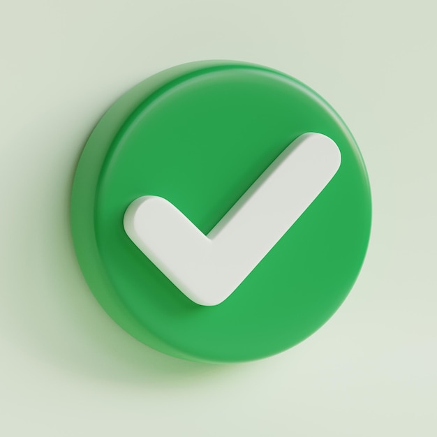 Ícone de marca de verificação 3D Ilustração de renderização 3D