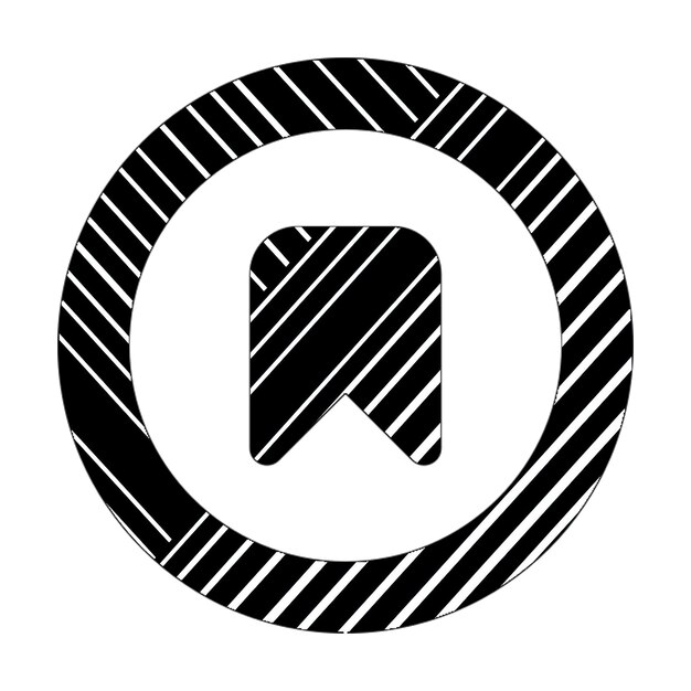 Foto Ícone de marcador de círculo linhas diagonais brancas e pretas