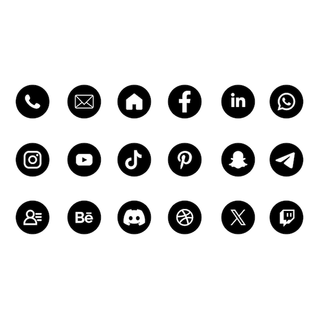 Ícone de mídia social definido no seu design