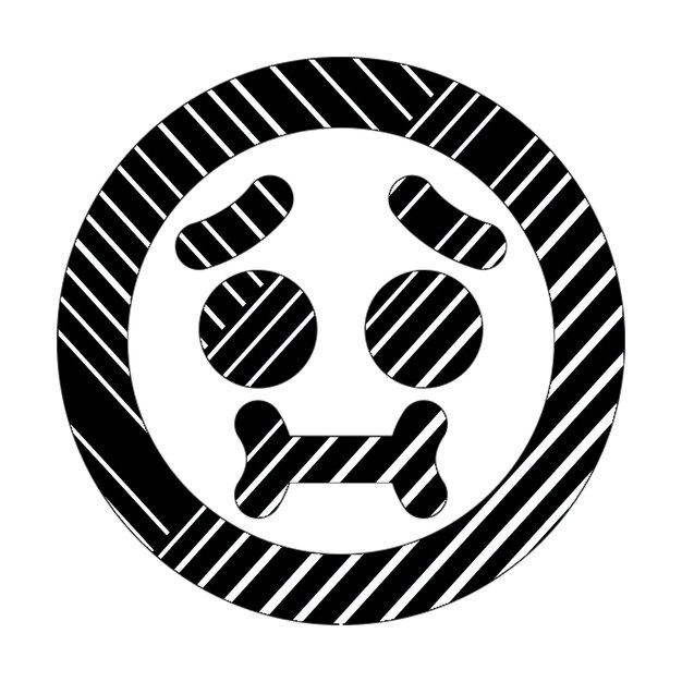 ícone de náusea cara preta linhas diagonais brancas