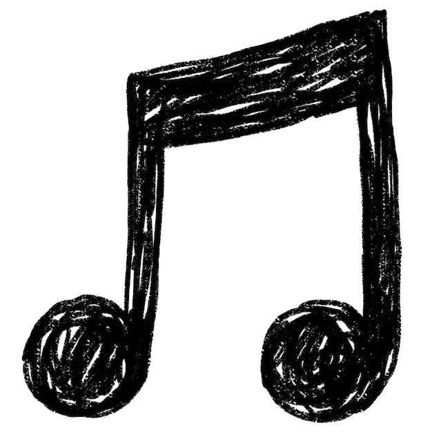 Ícone de nota de música preta png forma de lápis de cor transparente de fundo