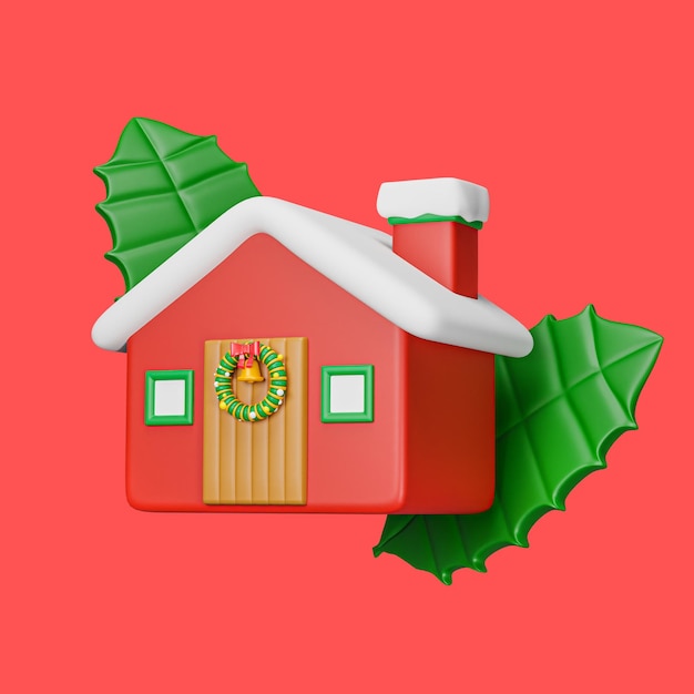 ícone de objetos de decoração de ano novo de Natal 3D isolar ilustração de renderização 3D de fundo