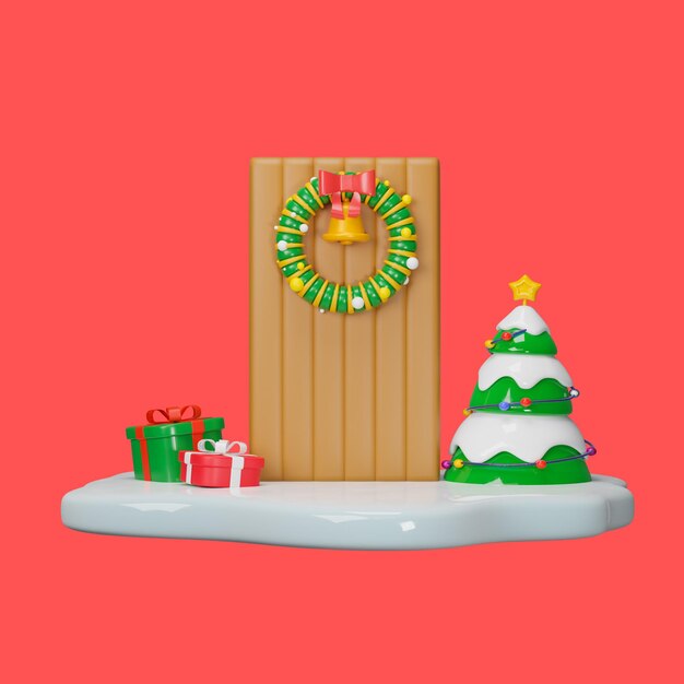 ícone de objetos de decoração de ano novo de Natal 3D isolar ilustração de renderização 3D de fundo