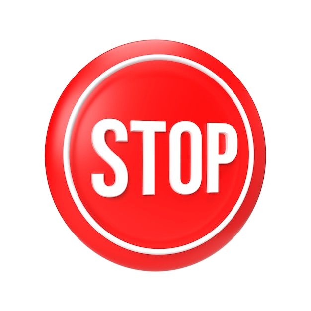 ícone de parada banner vermelho branco plastci