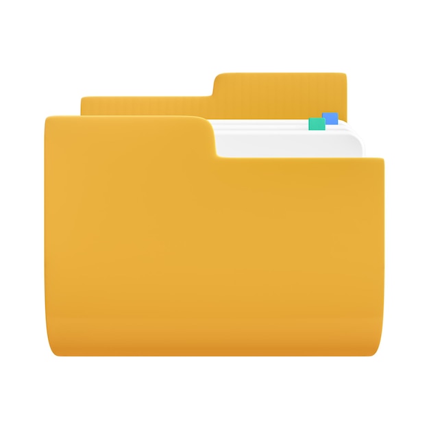 Ícone de pasta amarelo com renderização 3D do caminho de corte