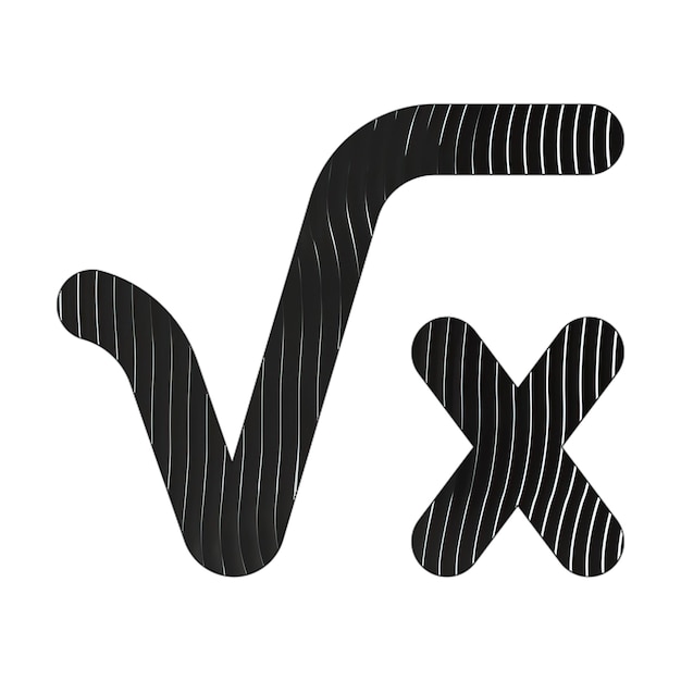 ícone de raiz quadrada linhas pretas e brancas textura