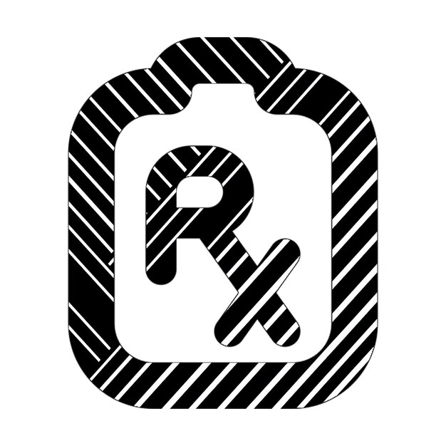 ícone de receita de clipboard linhas diagonais brancas e pretas