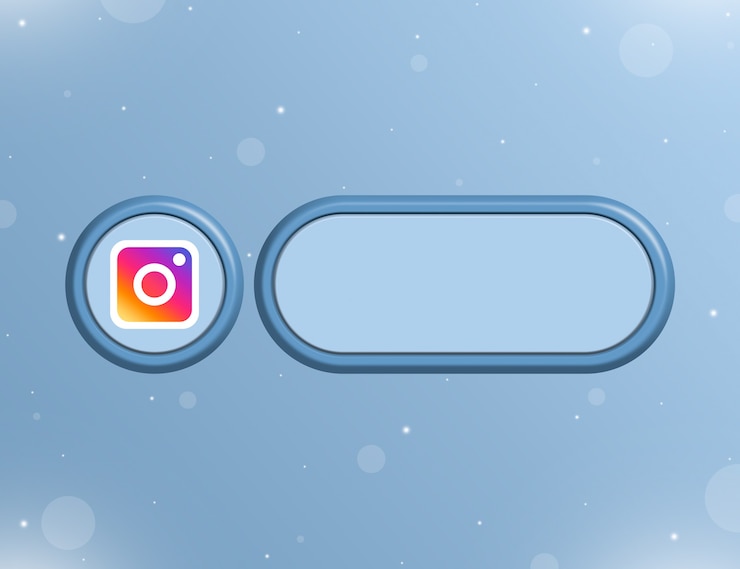 Foto ícone de rede social do instagram com formulário em branco para informações ou link na página do usuário 3d