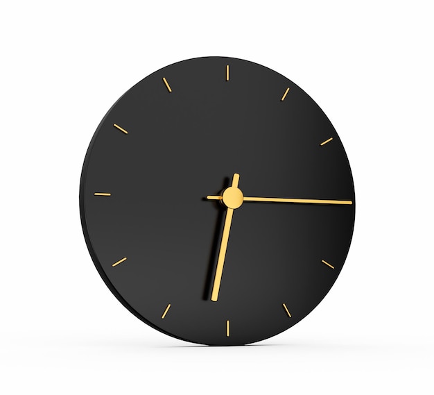 Ícone de relógio de ouro premium isolado 6 15 horas e quinze minutos seis no ícone preto seis e quinze