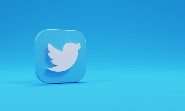 Ícone de renderização 3d logo twitter realista