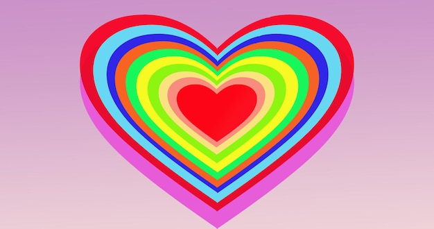 Ícone de símbolo de amor de ícone de coração Estilo plano de design colorido moderno Isolado em ilustração vetorial de fundo rosa