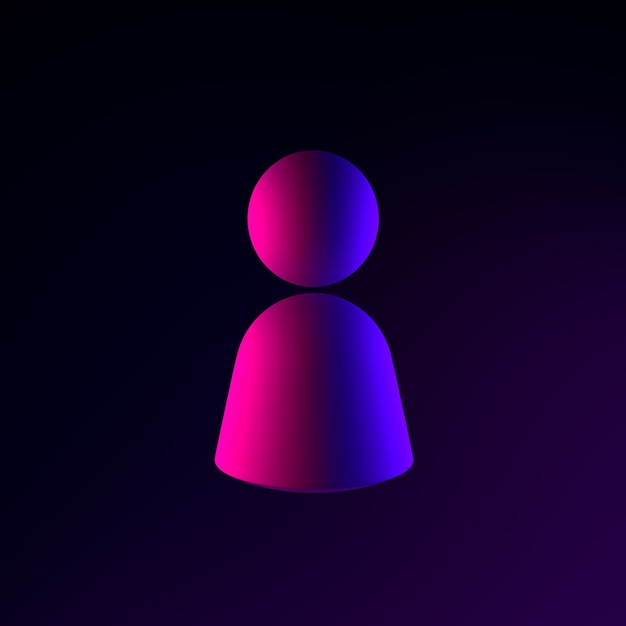 Foto Ícone de símbolo de néon de pessoa. elemento de interface ui ux de renderização 3d. símbolo escuro e brilhante.