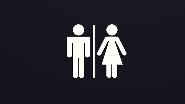Ícone de sinal de wc com renderização em 3d de homem e mulher