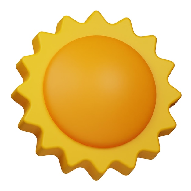 Ícone de sol 3D isolado no fundo branco