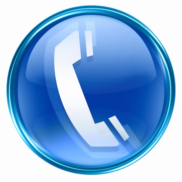 ícone de telefone azul isolado em branco