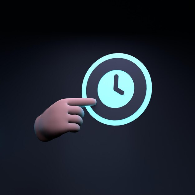 Ícone de tempo Ícone de relógio ilustração de renderização 3d