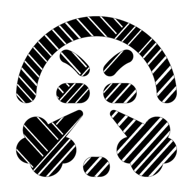 ícone de vapor de nariz preto e branco face linhas diagonais