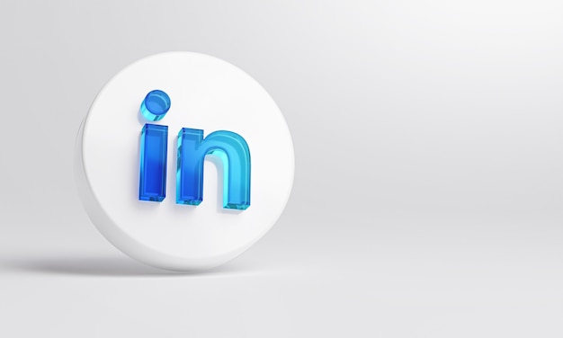 Foto Ícone de vidro acrílico do linkedin em renderização 3d de fundo branco.