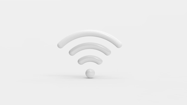 Ícone de Wi-Fi isolado na renderização 3D de fundo branco