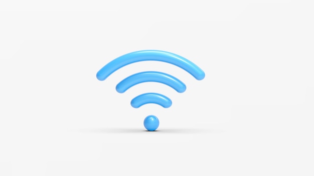 Ícone de wi-fi isolado na renderização 3d de fundo branco