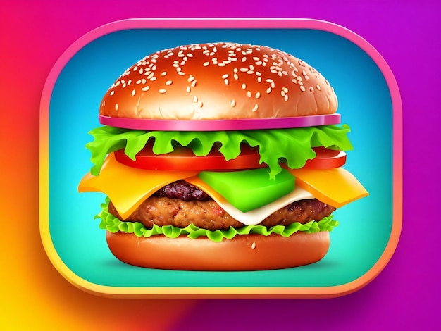 ícone do aplicativo de hambúrguer de estilo 3d isolado em fundo colorido gerado por ai