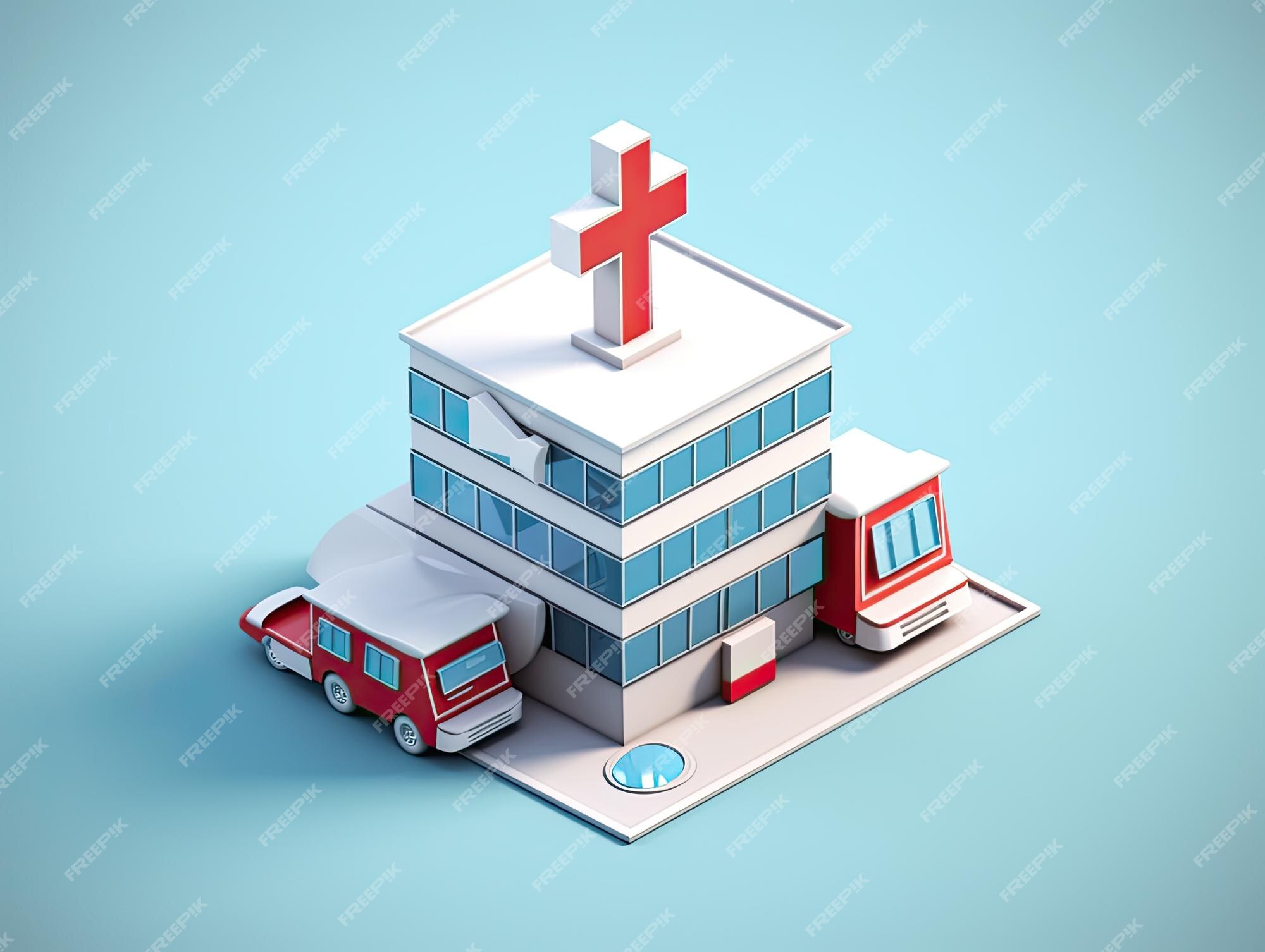 Ícone do aplicativo hospital estilo 3d para gráfico de logotipo de