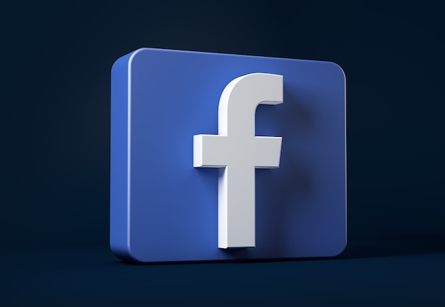 Ícone do facebook isolado no escuro em um quadrado