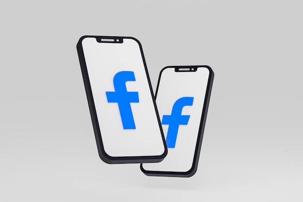 Ícone do facebook na tela do smartphone ou celular 3d renderização