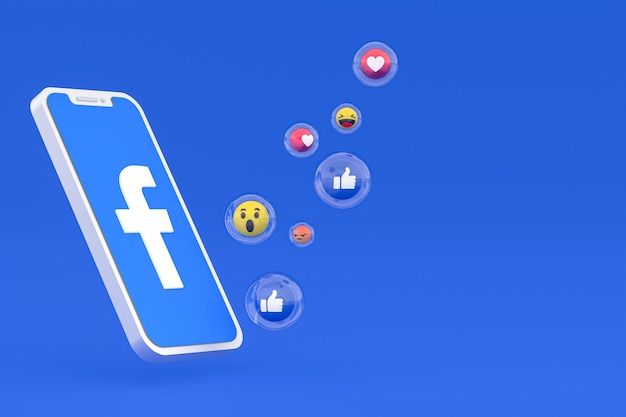 Ícone do facebook na tela do smartphone ou renderização 3d do telefone móvel