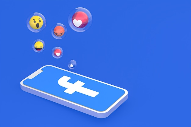 Foto Ícone do facebook na tela do smartphone ou renderização 3d do telefone móvel