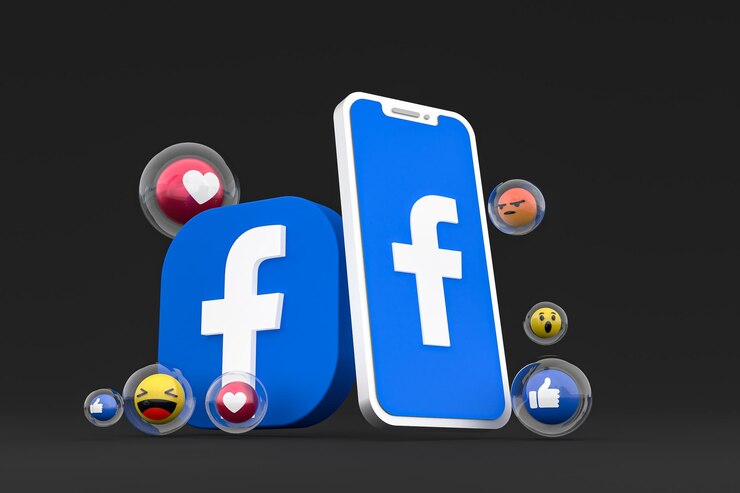 Foto ícone do facebook na tela do smartphone ou renderização 3d do telefone móvel