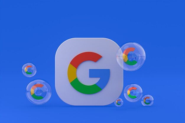 Foto Ícone do google na tela do smartphone ou renderização 3d do telefone móvel