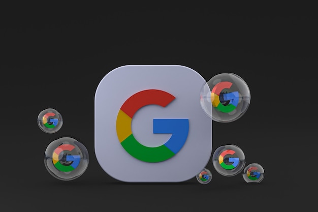 Ícone do Google na tela do smartphone ou renderização 3D do telefone móvel