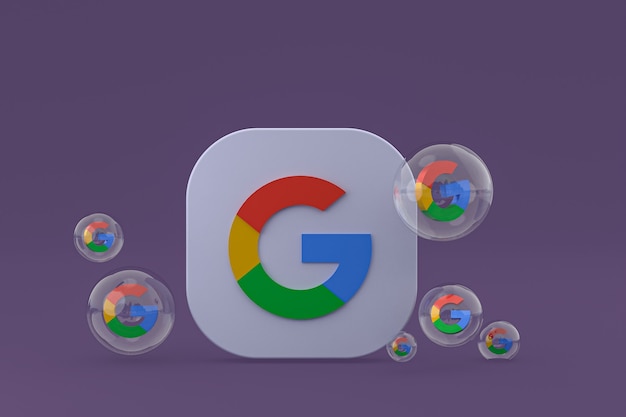 Ícone do Google na tela do smartphone ou renderização 3D do telefone móvel