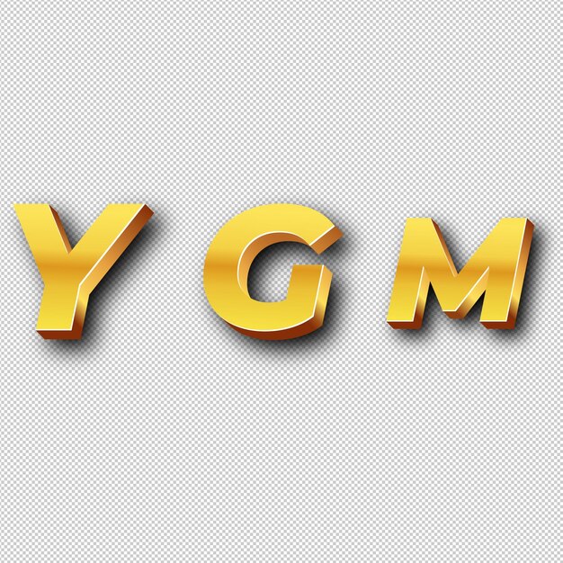 Ícone do logotipo dourado da YGM com fundo branco isolado e transparente