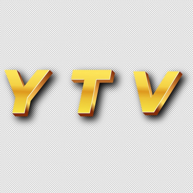 Ícone do logotipo dourado da YTV com fundo branco isolado e transparente
