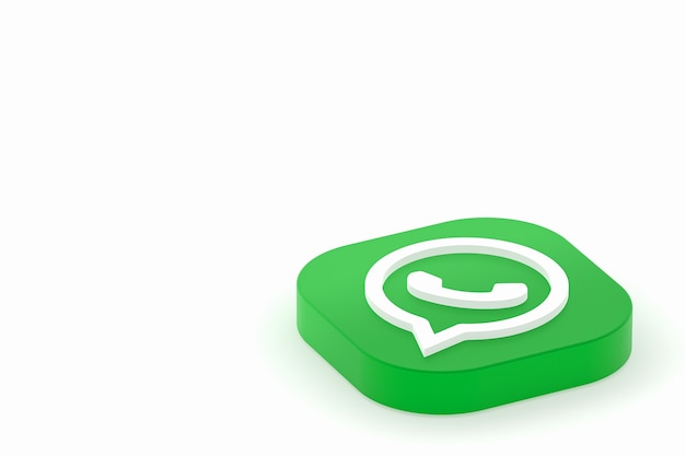 Ícone do logotipo verde do aplicativo whatsapp renderização 3d em branco