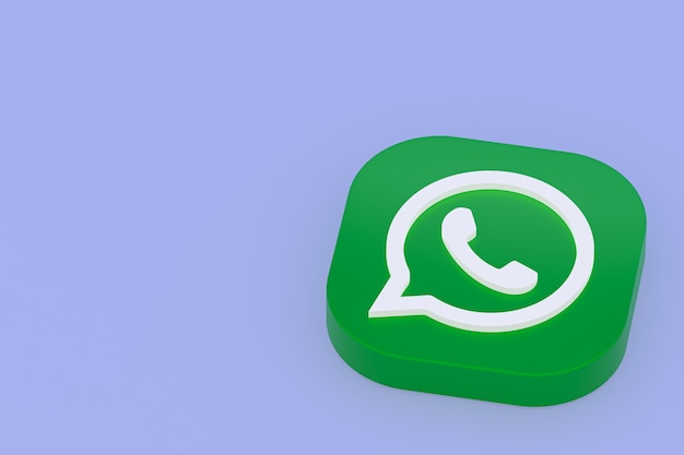 Ícone do logotipo verde do aplicativo whatsapp renderização 3d em roxo