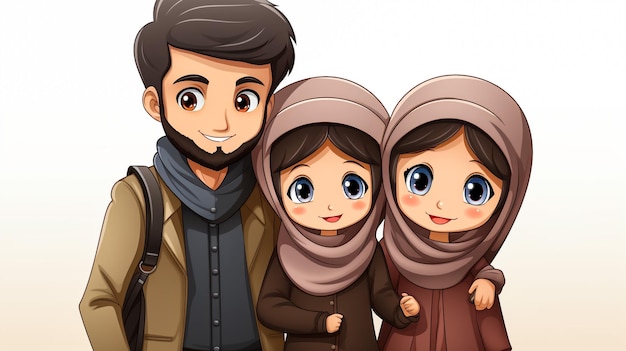 Foto Ícone do povo árabe ilustração da família muçulmana