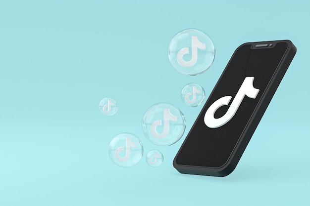 Ícone do tiktok na tela do smartphone ou celular 3d renderização