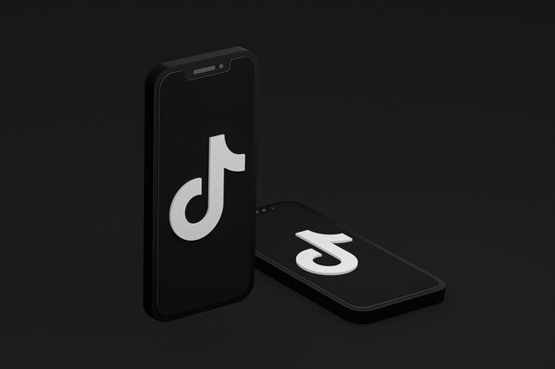 Ícone do tiktok na tela do smartphone ou renderização 3d do telefone móvel