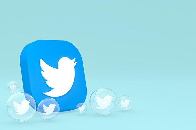 Ícone do Twitter na tela do smartphone ou renderização 3D móvel