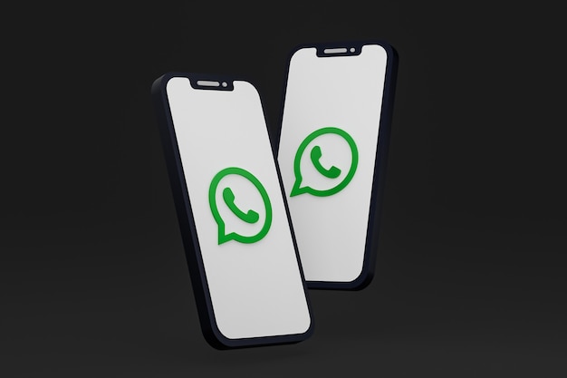 Ícone do whatsapp na tela do smartphone ou renderização 3d do celular