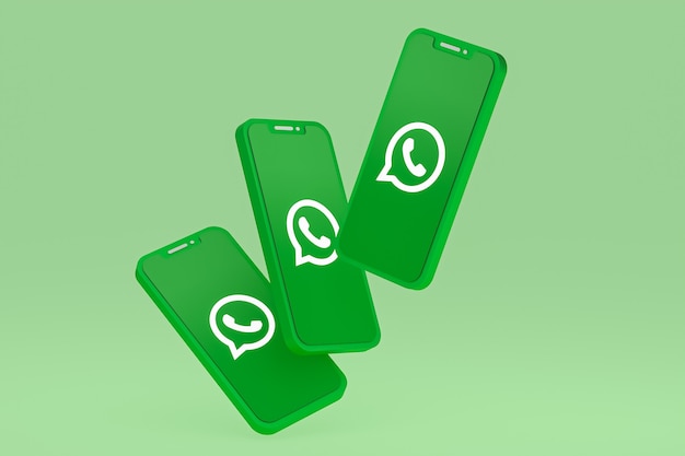 Ícone do whatsapp na tela do smartphone ou renderização 3d do celular