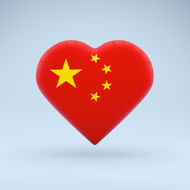 Foto Ícone em forma de coração com a imagem da bandeira nacional da china como um símbolo de orgulho