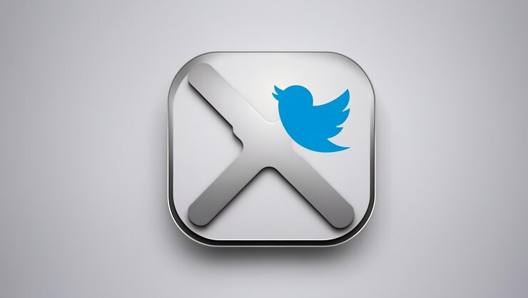 Foto ícone estilizado do logotipo do twitter em um fundo azul para comunicação digital