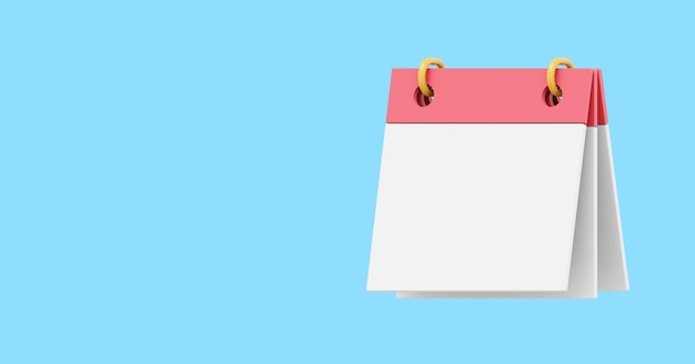 Ícone mínimo de renderização 3D do calendário flip no espaço de fundo azul para texto