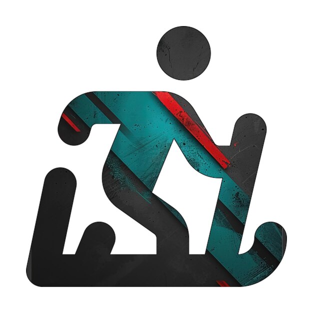 ícone nórdico de esqui diagonal preto verde vermelho
