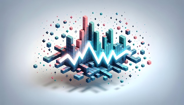 Ícone plano 3D como Pixel Pulsar Os pixels pulsantes representam o batimento da vida digital em si digital