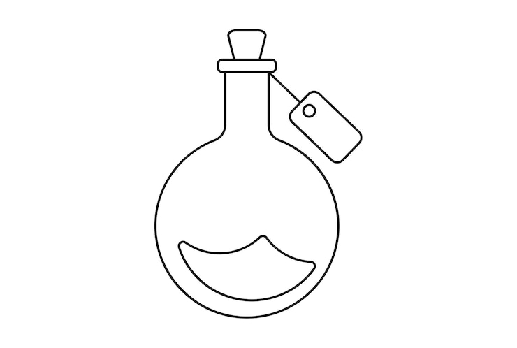 Foto ícone plano de poção símbolo de linha minimalista de halloween contorno preto arte de sinal
